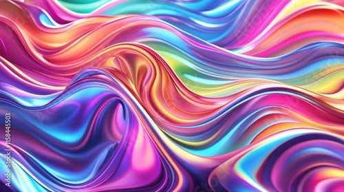 Wallpaper Mural vibrant abstract iridescent curved wave Torontodigital.ca