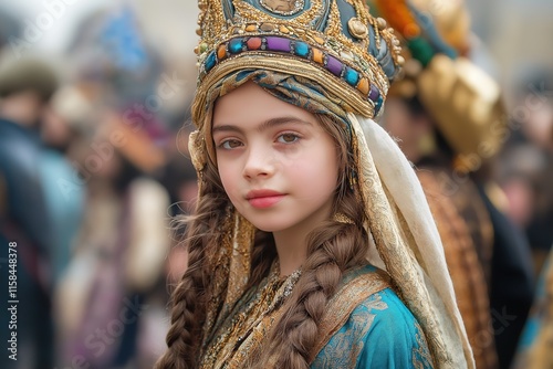 Creative and vibrant custom Purim costumes displayed at a festive celebration showcasing cultural heritage and artistic expression photo