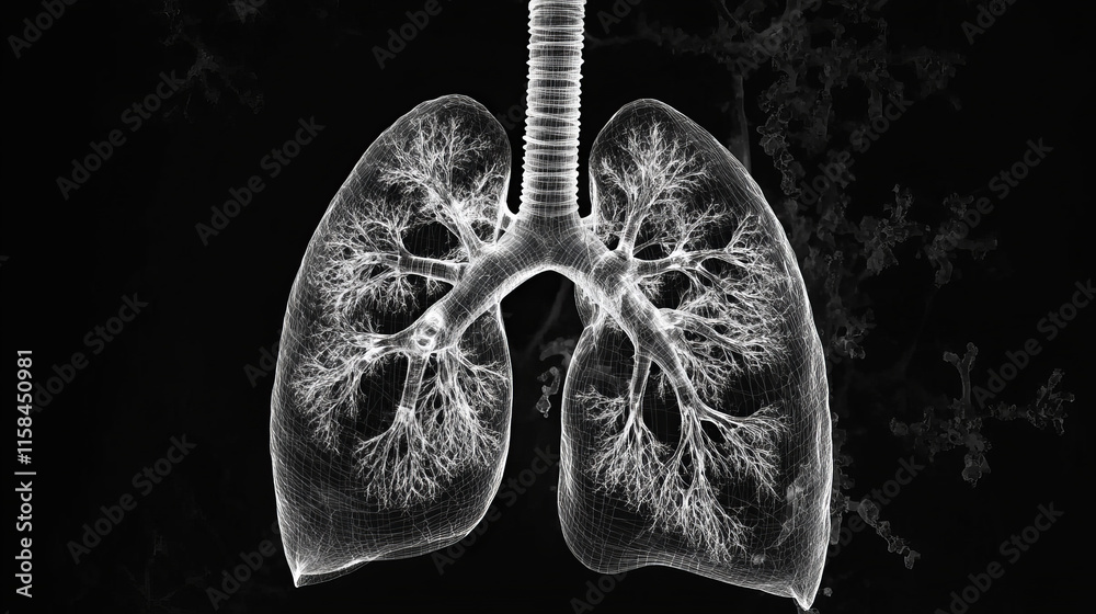 Abstract futuristic human lungs wireframe blue digital point connecting concept Analysis and diagnosis of pulmonary diseases,Respiratory disease,Lung health,Medical care for patients. Abstract futuristic human lungs wireframe blue digital point connecting concept Analysis and diagnosis of pulmonary diseases,Respiratory disease,Lung health,Medical care for patients.
