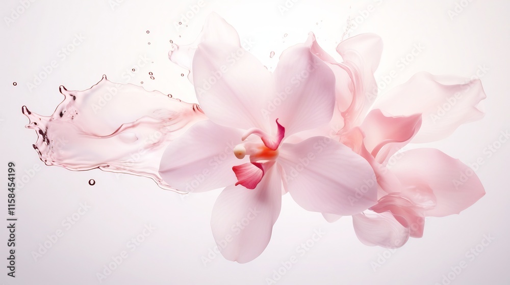 Delicate and Ethereal Floating Orchid Flower in Soft Pastel Pink Tones Set Against a Clean White Background Showcasing the Bloom s Lush and Graceful Beauty Delicate and Ethereal Floating Orchid Flower in Soft Pastel Pink Tones Set Against a Clean White Background Showcasing the Bloom s Lush and Graceful Beauty