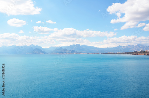 deep blue sky sea view
