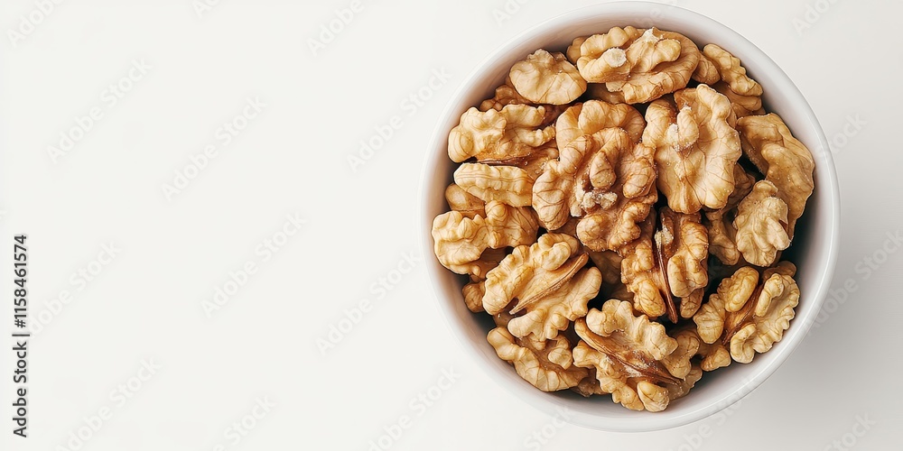 A bowl filled with peeled walnuts displayed against a clean white background, highlighting the texture and natural beauty of peeled walnuts in an appealing presentation. A bowl filled with peeled walnuts displayed against a clean white background, highlighting the texture and natural beauty of peeled walnuts in an appealing presentation.
