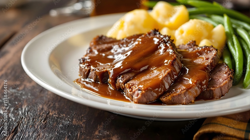 Løvstek Minute Steak with Potatoes and Brown Gravy (Norwegian Cuisine) Løvstek Minute Steak with Potatoes and Brown Gravy (Norwegian Cuisine)