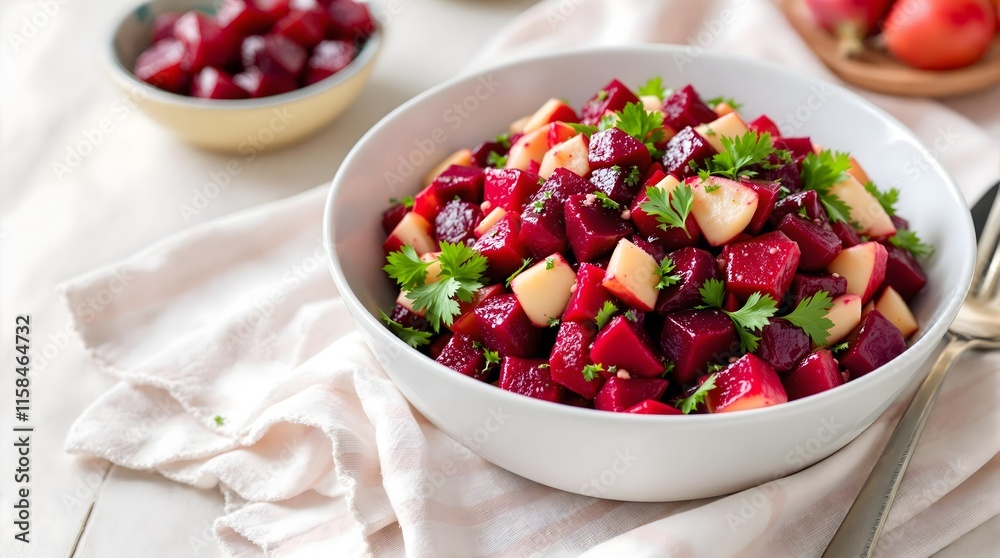 Vibrant Rødbetsalat Beetroot Salad with Apples and Herbs (Norwegian Cuisine)