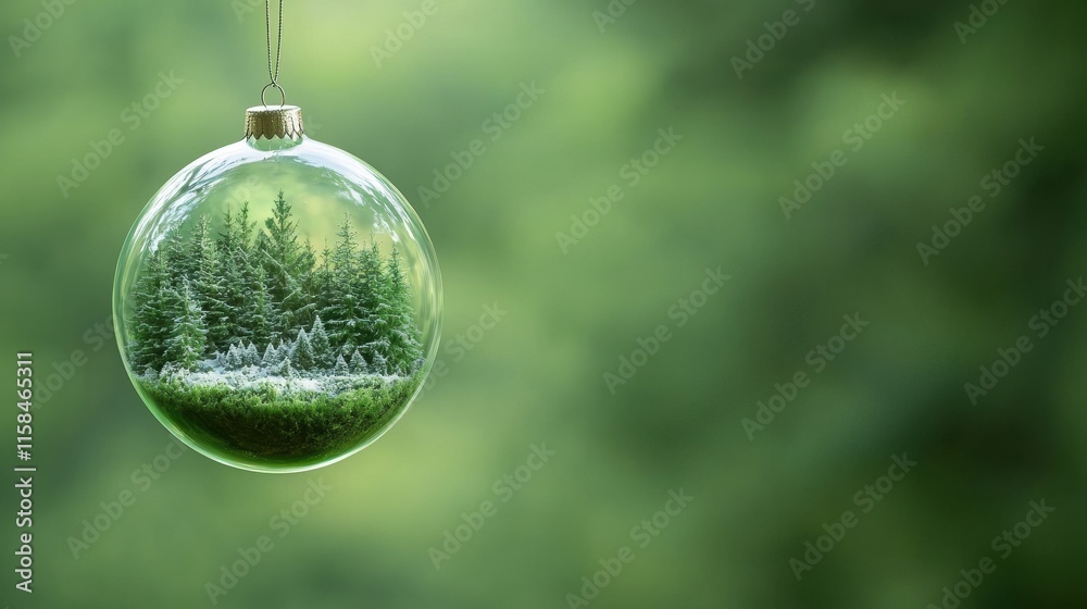 Fototapeta premium Christmas tree decoration ball forest landscape nature serenity