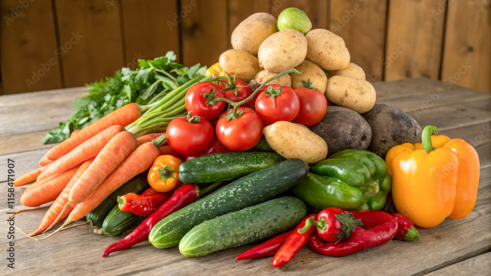 A large pile of various fresh vegetables gathered together, tomatoes, carrots, peppers, cabbage, beets, onions, garlic, herbs and other products symbolizing the richness and variety of the harvest. A large pile of various fresh vegetables gathered together, tomatoes, carrots, peppers, cabbage, beets, onions, garlic, herbs and other products symbolizing the richness and variety of the harvest.