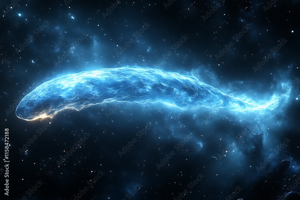 Fototapeta premium Glowing blue nebula in space.