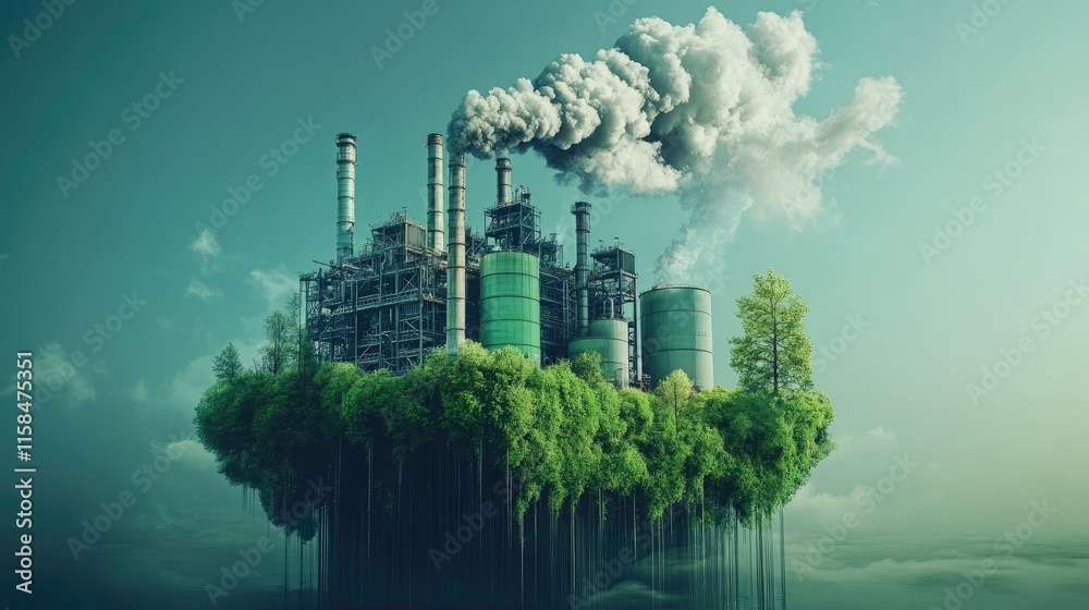 Fototapeta premium An advanced carbon capture plant using green technologies to filter CO2 emissions, emphasizing sustainability and environmental responsibility in business operations