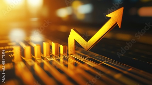 A rising graph symbolizing growth and progress in business or finance.