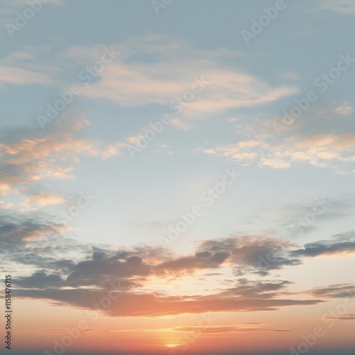 Wallpaper Mural A serene sunset paints the sky with soft hues of orange and blue, creating a tranquil atmosphere. Torontodigital.ca