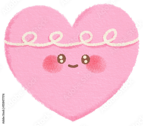 Pink Heart character Texture on white background hand drawn Crayon painting
isolated illustration for Days of love
Valentine's day Romantic decorated