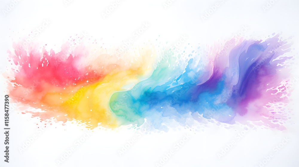 Obraz premium Digital rainbow colors watercolor curves abstract graphic poster background