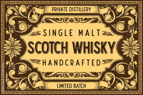 Scotch whisky - ornate vintage decorative label