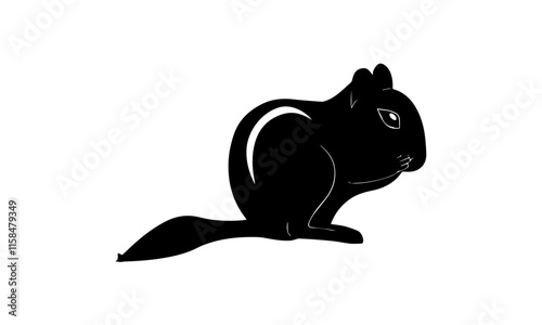 Vector Image Of Chipmunk Silhouette, squirrel on a branch, squirrel on a branch of tree photo