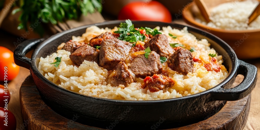 Delicious rice and meat dish showcasing the rich flavors of traditional Hungarian food, perfect for those seeking a delightful culinary experience with rice and meat. Delicious rice and meat dish showcasing the rich flavors of traditional Hungarian food, perfect for those seeking a delightful culinary experience with rice and meat.