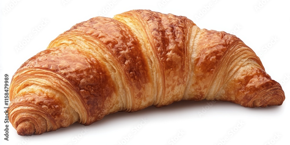 Large croissant displayed in isolation against a white background, highlighting the flaky layers and delicious texture of this beloved pastry. A big croissant perfect for any culinary setting. Large croissant displayed in isolation against a white background, highlighting the flaky layers and delicious texture of this beloved pastry. A big croissant perfect for any culinary setting.