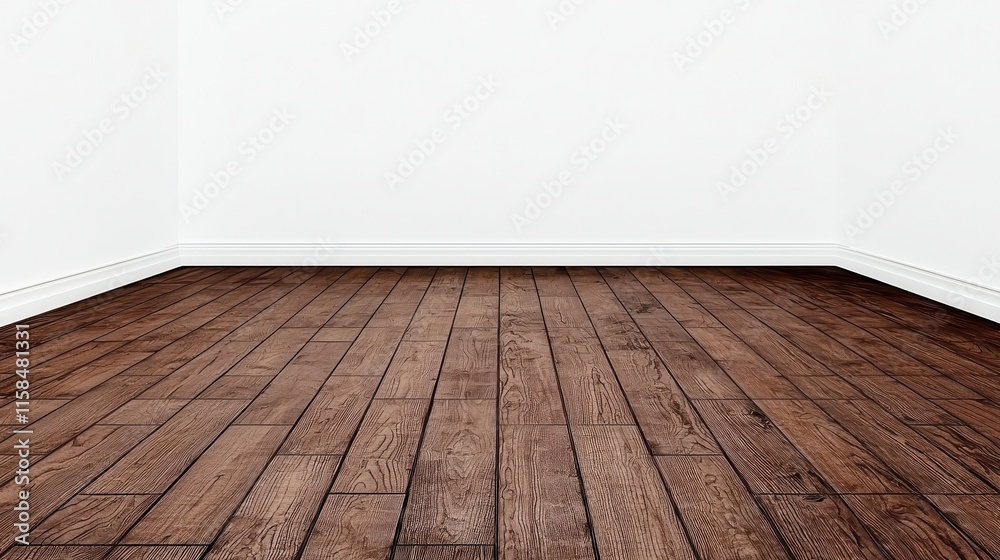 Empty Room with Wooden Floor and Plain White Wall Background Empty Room with Wooden Floor and Plain White Wall Background