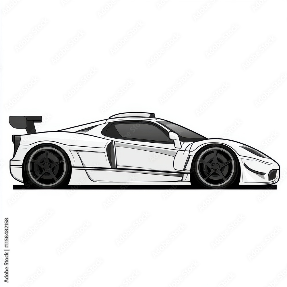 Obraz premium Stylish white sports car illustration showcasing sleek design and aerodynamic features.