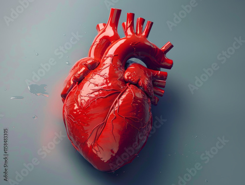 Human heart on blue vintage background