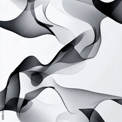 Wallpaper Mural Abstract black and white wave patterns create a dynamic and elegant visual flow. Torontodigital.ca