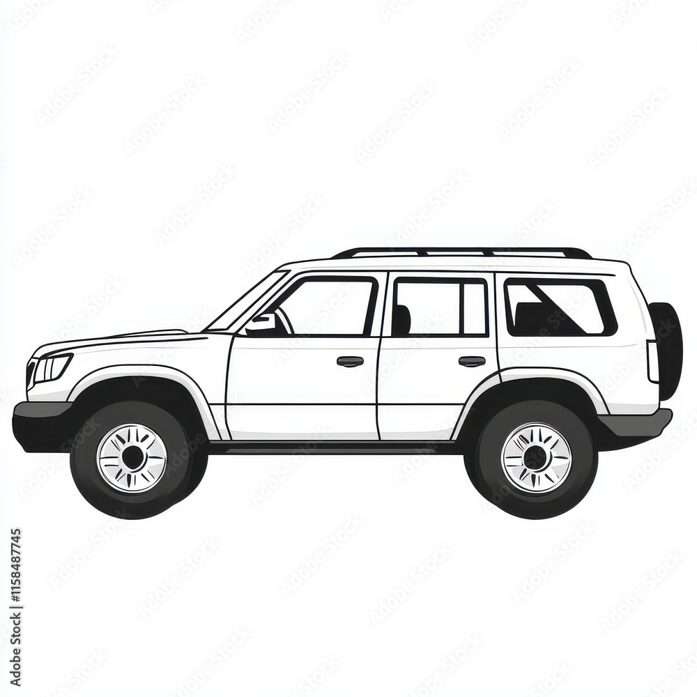 A sleek white SUV features a modern design, showcasing spaciousness and rugged appeal. A sleek white SUV features a modern design, showcasing spaciousness and rugged appeal.