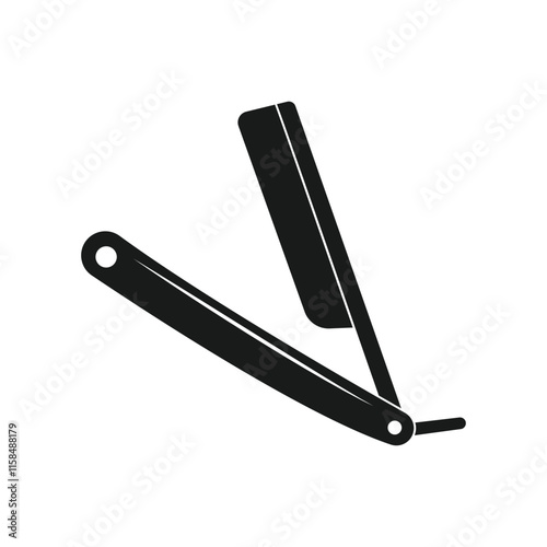 Straight razor knife icon design isolated on white background.