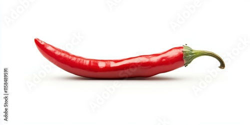 Fresh red chili pepper displayed on a white background, highlighting the vibrant color and texture of the fresh red chili pepper, perfect for culinary themes and spice related concepts. photo