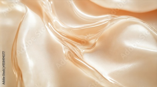 Creamy texture with mother of pearl, fashionable color, light beige background photo