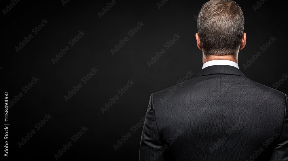 Businessman from Behind, Dark Background Businessman from Behind, Dark Background