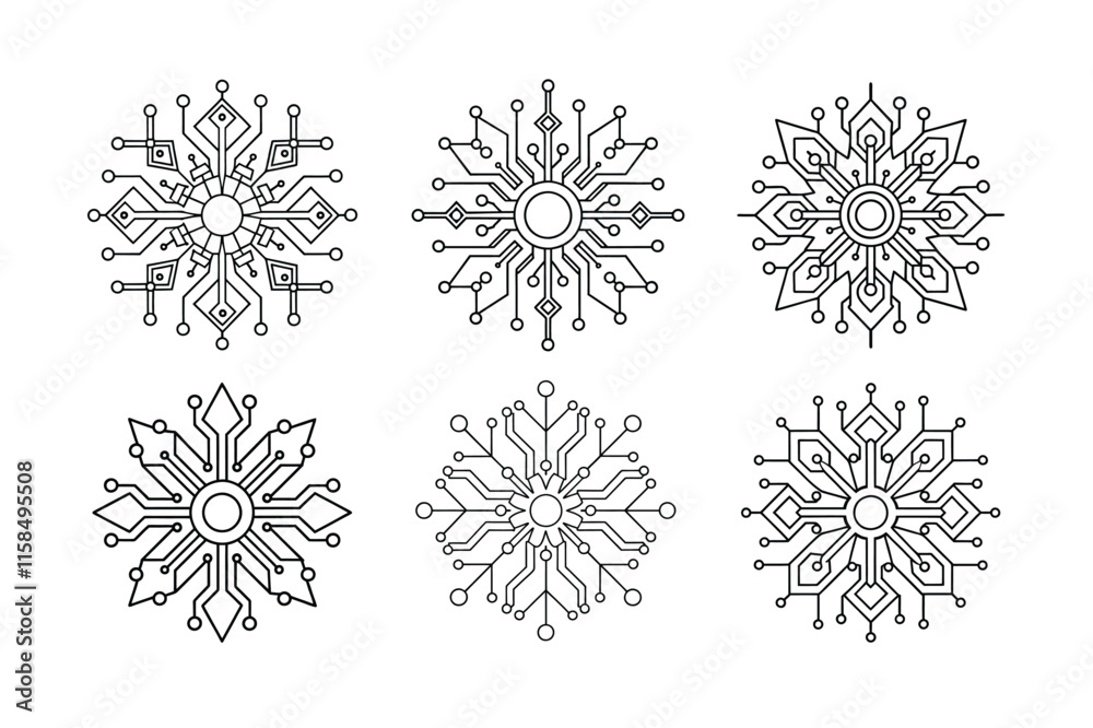 Electronic circuits mandala vector art illustrations. Electronic circuits mandala vector art illustrations.