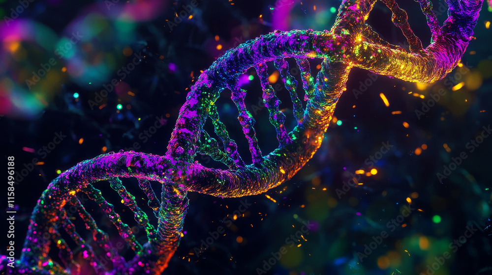 abstract technology science concept human digital link and DNA on hi tech background abstract technology science concept human digital link and DNA on hi tech background