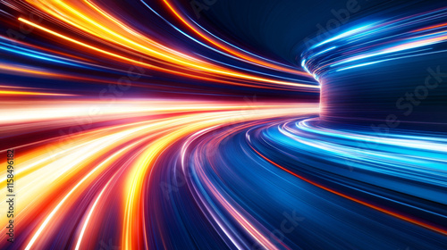 abstract circle circuit modern on background concept futuristic speed warp high speed On a blue background, hi-tech futuristic.