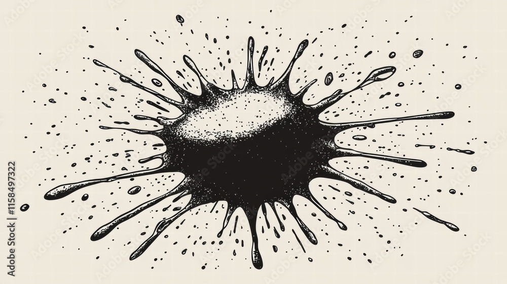 Black Ink Splatter, Abstract Design Element Black Ink Splatter, Abstract Design Element