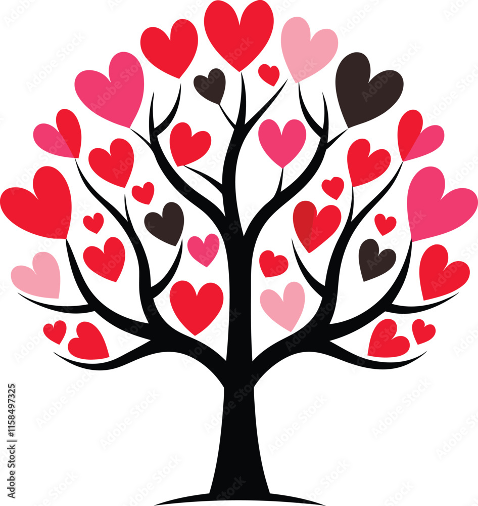 Peeling paint heart tree vector illustration Peeling paint heart tree vector illustration