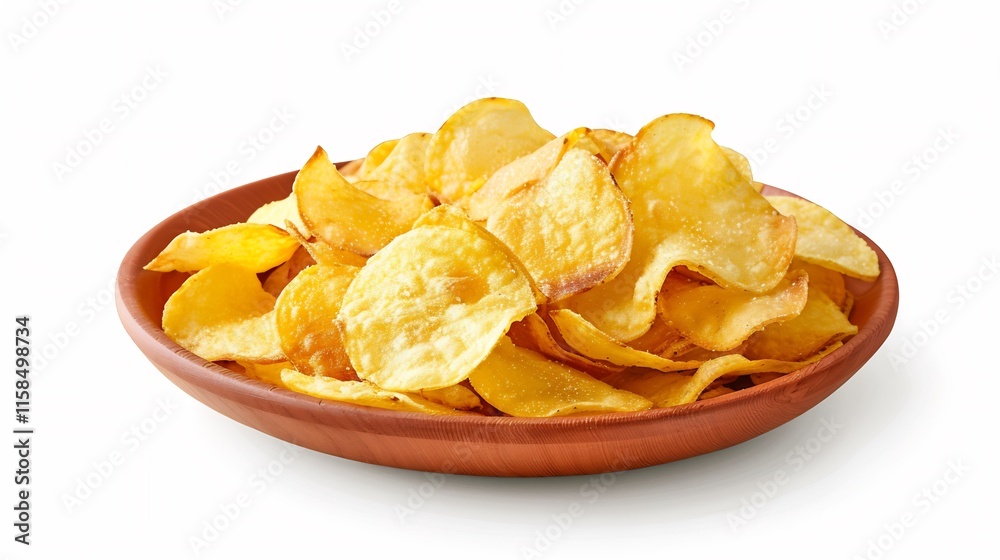 Crispy Potato Chips on a Rustic Plate Crispy Potato Chips on a Rustic Plate