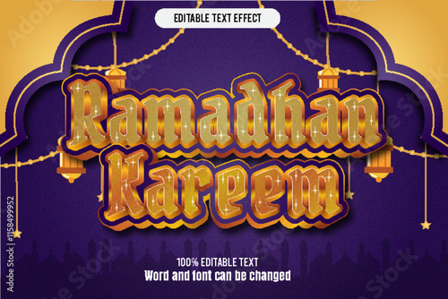  Ramadan Kareem editable text effect 3d emboss mode rent
