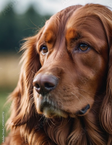 Close-up of a Irish Setter Dog photo