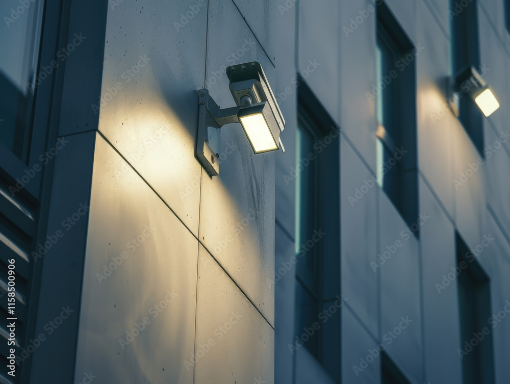 Modern Security Camera on Building Facade Modern Security Camera on Building Facade