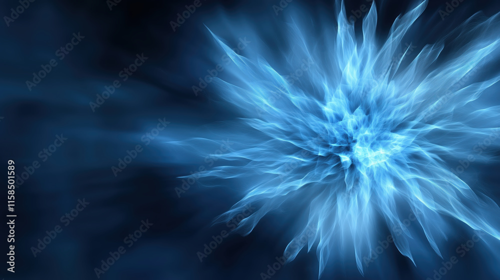 Naklejka premium Blue energy explosion on dark background. Abstract technology content