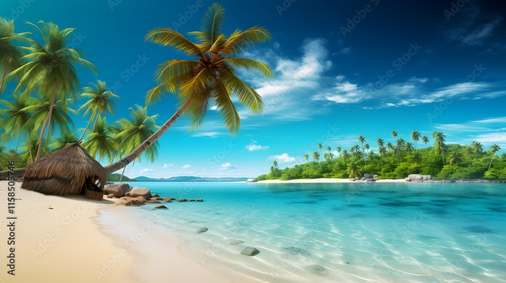 digital tropical island beach sea design graphics poster background digital tropical island beach sea design graphics poster background