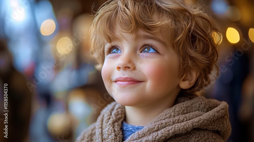 Exploring the wonders of a museum, a child experiences joy and curiosity in an educational setting filled with interactive exhibits photo