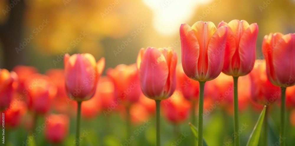 Tall tulips sway gently in the breeze amidst warm tones, tulips, warmth Tall tulips sway gently in the breeze amidst warm tones, tulips, warmth