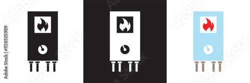 Gas boiler icon. Heater vector . Boiling sign business concept. Vector illustration. isolated on white and black background. EPS 10