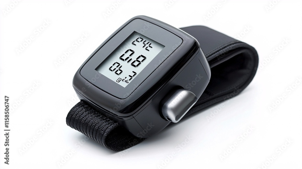 A photostock of a heart rate monitor displaying a healthy pulse on a white background A photostock of a heart rate monitor displaying a healthy pulse on a white background