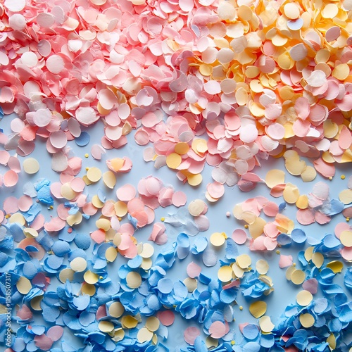Minimalist confetti scattered around with vibrant pastel colors