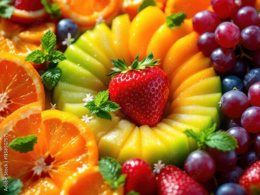 Colorful fruit platter with fresh grapes, berries and cheese, highlighting a healthy, gourmet, and appealing appetizer. Suitable for food blogs, catering promotions, or party planning projects. Colorful fruit platter with fresh grapes, berries and cheese, highlighting a healthy, gourmet, and appealing appetizer. Suitable for food blogs, catering promotions, or party planning projects.