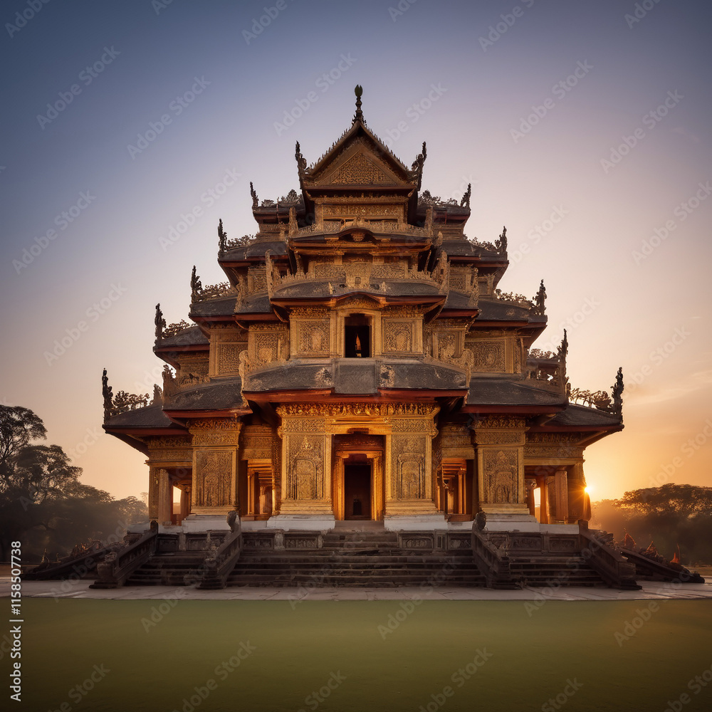 Tempel - Magische Abendstimmung über einem heiligen Tempel Tempel - Magische Abendstimmung über einem heiligen Tempel