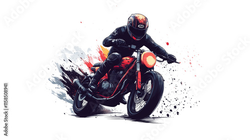 Retro dirt motorbike motorcycle design for t-shirt transparent background, PNG photo