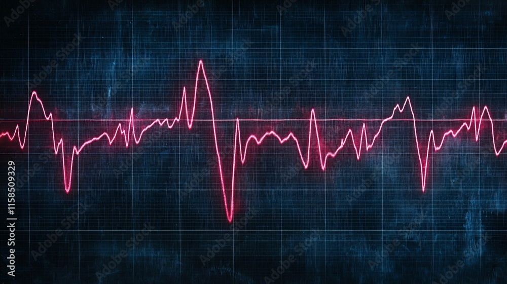 A photostock of an EKG machine and its waveforms displayed A photostock of an EKG machine and its waveforms displayed