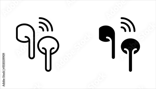 Earphones icon collection. Earbuds icons set. AirPods vector illustration on white background